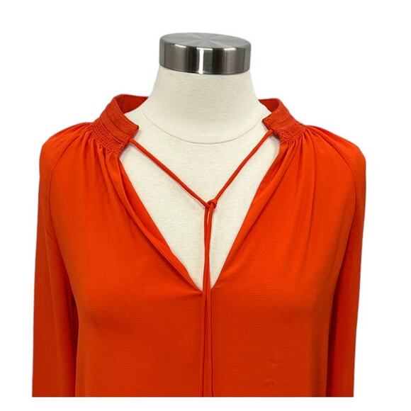 MICHAEL KORS Long Sleeve V-Neck Orange Tassel Top - Picture 9 of 10